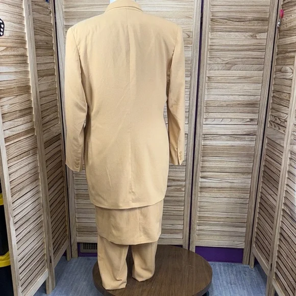 For You Jacket Tank Dress Lined Pants 3-Piece Suit Set Vintage Size 18 Camel - Picture 4 of 14